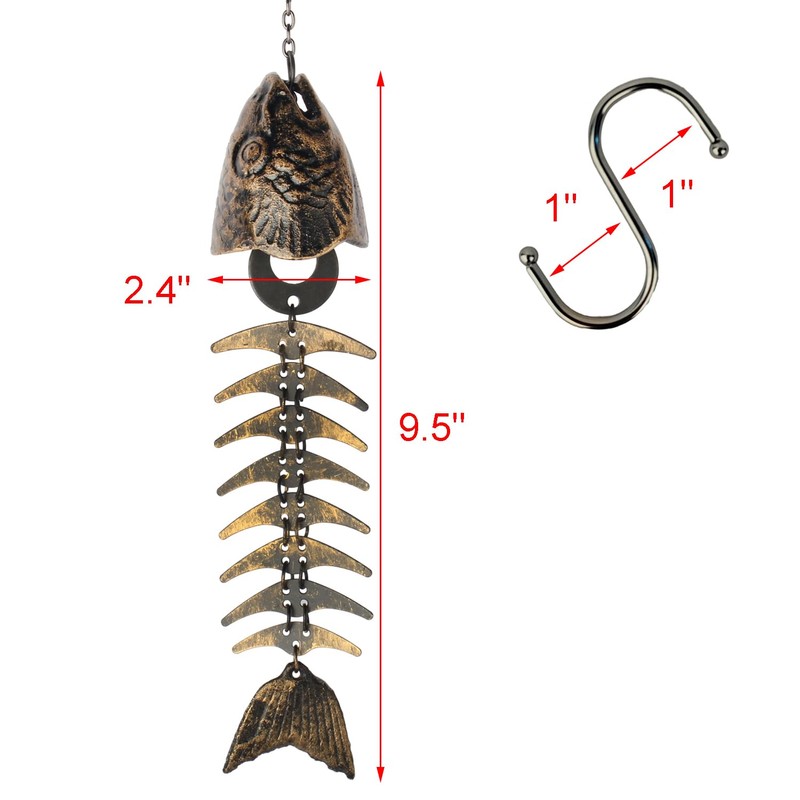 Fish Wind Chimes Outdoor Clearance, cast Iron Windchime with S