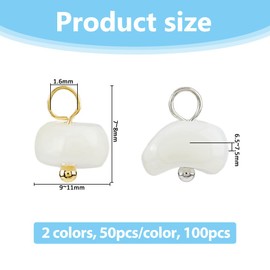 SUPERFINDINGS 100Pcs Natural Trochus Shell Charms Beach Seashells Pendants White Nuggets Charms with Brass Gold Silver Loops Summer Seashells Craft Charm