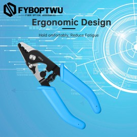 FYBOPTWU - 1 pc V-CFS-3 Fiber Optic Stripper 3 Port Hole Stainless Steel Fiber Optic Stripping Tool with 6" handle, Blue