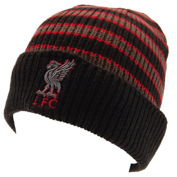Liverpool Fc Winter Knitted Bobble Hat Beanie Grey Black Red