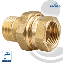 tecuro Screw connection female x male thread 1 inch, flat sealing, MS-blank CW617N