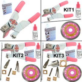 Tile Cutters for Ceramic Tiles Kit 4 Left Handed Tile Drills Hole Saw for Pipes Saw Blade for Notches Grinder Tile Saw Cutting Out Sockets Tile File for Trimming Edges Grout Rake for Cleaning Grout