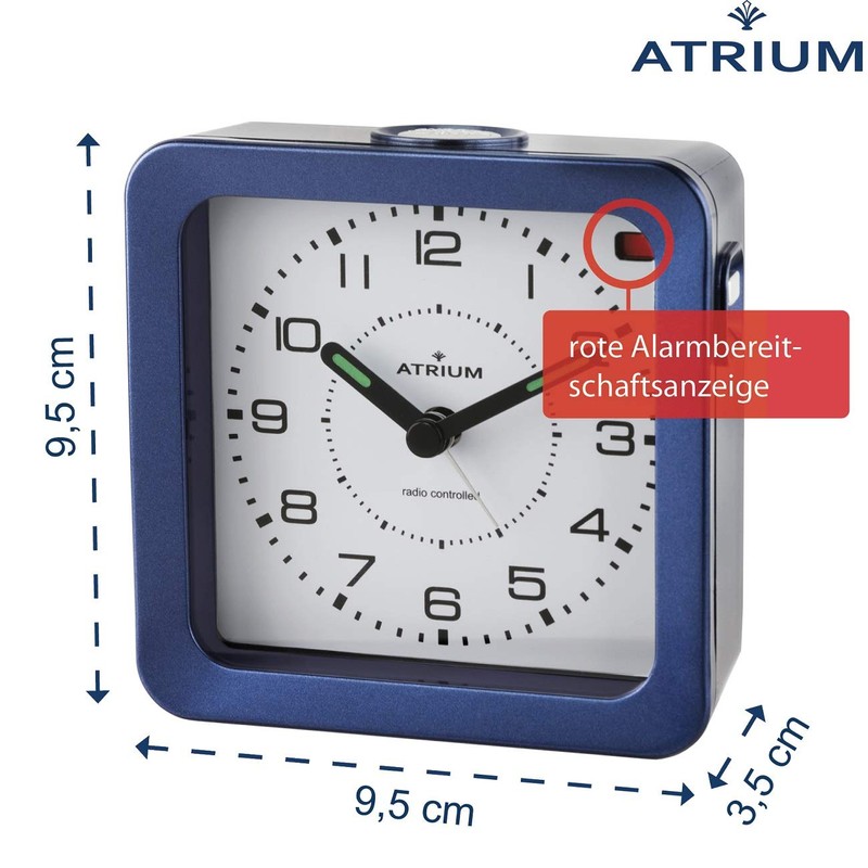 Atrium A660-5 Radio Controlled Alarm Clock Analogue Quartz without Ticking