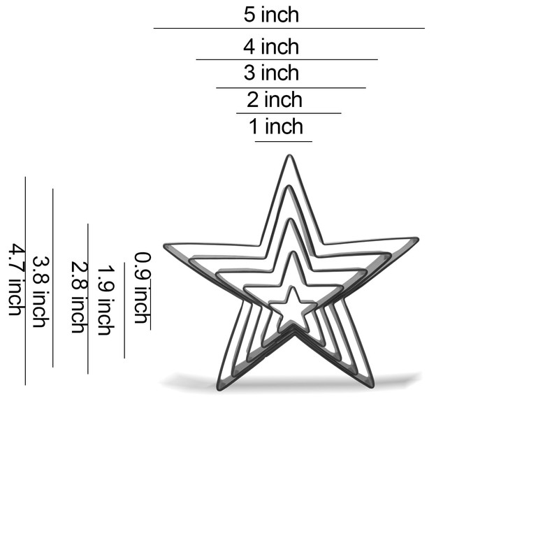Keewah Star Cookie Cutter Set - 5”,4”,3”,2”,1” - 5 Piece