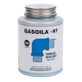 Gasoila NT Pipe Thread Sealant, High-Performance Leak Protection, NSF, Made in USA, Free of PFAS, 1/2 Pint Brush-in-Cap, -50°F to 400°F, for Metal & Plastic, Seals to 6,000 PSI