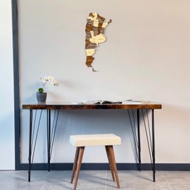 Argentina Country Map Wall Art Decor, 3D Wooden Home and Office Wall Art,Traveler Wall Art with Pins (25.6"x11.8" | 65x30 cm)