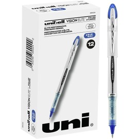uni-ball uniball Vision Elite Rollerball Pens with 0.8mm Bold Point, Blue, 12 Count