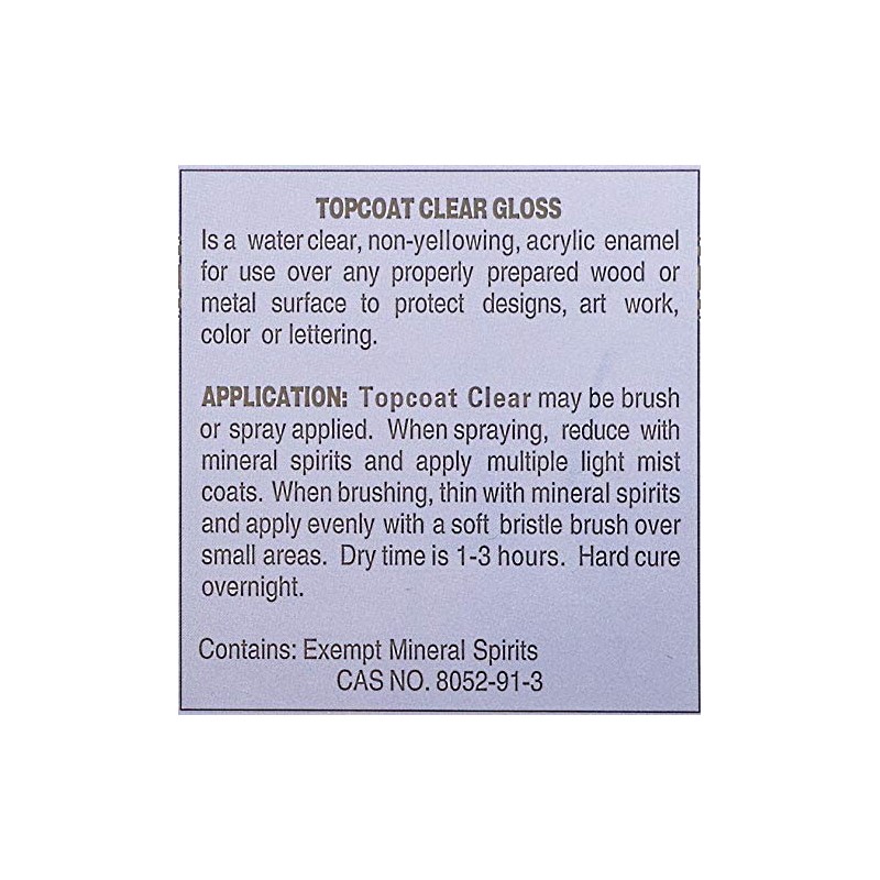 L.A. Gold Leaf Acrylic Topcoat Gloss (Outdoor/Indoor Use) 8oz.