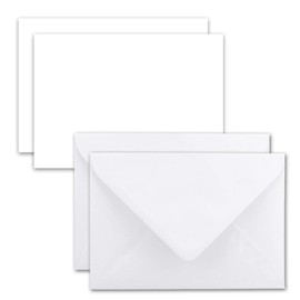 Set of 100 Cards with Envelopes, DIN A7, 10.5 x 7.3 cm, Bright White with Envelopes, C7 Wet Seal, Ideal Gift Tags