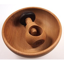 EFO Wooden Bowl & Wooden Nutcracker Set. The Nut Cracker Tool Crack Nuts Easy Screw Mechanism. The Nut Cracker Toy Made of Hard Beech Wood Great for Nuts and Gift for Christmas Kitchen Home Display.