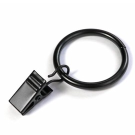 1.5 inch Curtain Rings, 20 Pcs Black Curtain Hooks, Rustproof Metal Curtain Rings with Clips, Solid Curtain Clips with Rings, Decorative Vintage Curtain Hooks