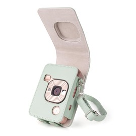 kinokoo Tasche für Fuji Instax Mini LiPlay Hybrid Sofortbildkamera - Tragetasche aus PU-Leder für Instax Mini LiPlay zum Schutz der Kamera mit verstellbarem Schultergurt - Matcha-Grün