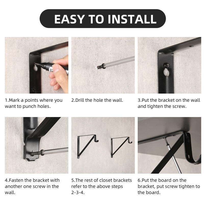 HOME MASTER HARDWARE Heavy Duty Closet Shelf Rod Brackets, Wall