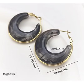 MADIOLA Aretes de aro de resina chapado en oro de 14K, arracadas, aretes de acrlico, joyera clsica de moda, regalo toda ocasin