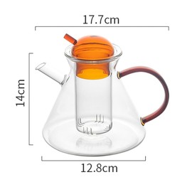 WAIT FLY Vintage Borosilicate Glass Teapot with Removable Infuser, 17 OZ Teapot for Loose Leaf and Blooming Tea, Stovetop and Microwave Safe-Amber-Teapot