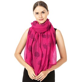 World of Shawls Mulberry Tree Scarf Shawl Wrap Soft Warm (Hot Pink - Stitched Ends)