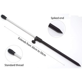 2 Phoxinus Bank Sticks for Fishing. Black, Lightweight, Adjustable 30cm to 50cm. Fit rod rest, butt rests, back rests, buzz/buzzer bars. Carp, coarse, match fishing accessories/gear