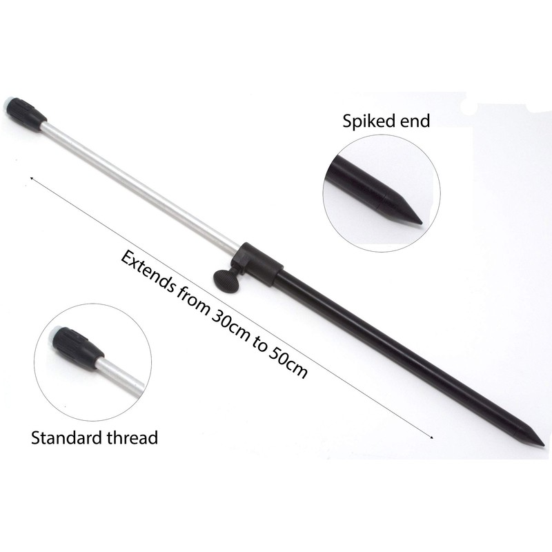 2 Phoxinus Bank Sticks for Fishing. Black, Lightweight, Adjustable 30cm