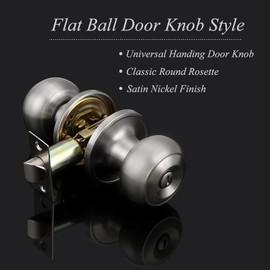 Probrico Door Knob Indoor,Satin Nickel Door Lock for Bedroom Doors Interior Door Knobs for Bed/Bathroom Door Handle with Lock for Privacy Interior Door Knobs for Left or Right Handed Doors