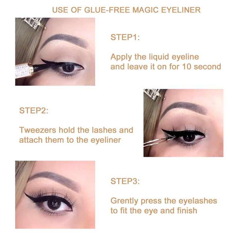 ICORIC Liquid Eyeliner Pen Waterproof, Magic Self-adhesive Long-Lasting Eyelash Glue
