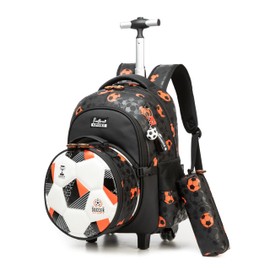 MYHSBYO Kids Rolling Backpack Roller Backpack with Wheels for Elementary Kindergarten School Students Football Trolley School Bag for Boys