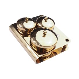 perfeclan 3 Pieces Nail Art Dish Stainless Steel Nail Powder Holder Multipurpose with Cover for Nail Design Tool Home Use Woman, Gold plating