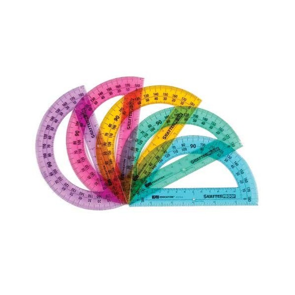 EAI Education 6" ShatterProof Protractor: Assorted Colors - Set of 10