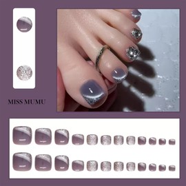 MISS MUMU Nail Tips, 24 Pieces, Nail Tips, Short, Spring, Summer, Simple, Cute, Popular, Nail Seal, Bride Nail, Glossy, False Nails, Coming of Age Ceremonies, Weddings, School Entrance Ceremonies