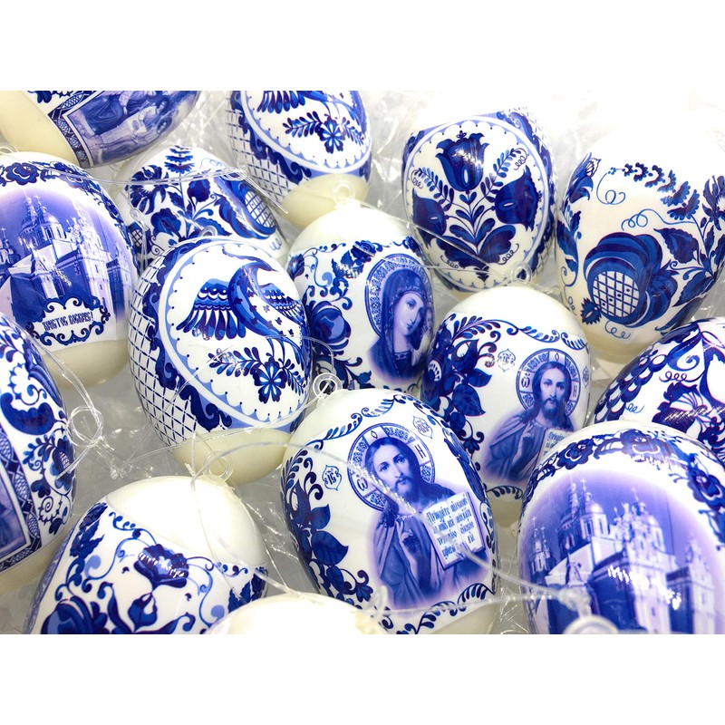 Ukrainisches Kunsthandwerk Easter Eggs for Hanging "Gzel" 21 Eggs Weatherproof
