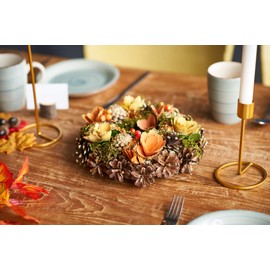 Heitmann Deco Colourful autumn wreath - autumn decoration natural with flowers, door wreath for hanging, table decoration - brown, orange, yellow, green - diameter approximately 25 cm.