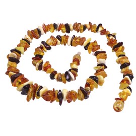 Lebensquelle Plus Amber Chip Chain 45 cm Long High-Quality Gemstone Necklace with Clasp, Fossil resin