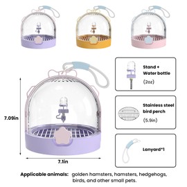 Birdcages,Carriers,Small Bird Travel Cage Carrier, Bird Carry Transport Bag，Small Animal Carrier, Travel Carry-Out Cage with Water Bottle.(Pink)