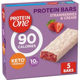 Protein One 90 barras de proteínas de fresas y crema, 5 unidades, 4.8 onzas