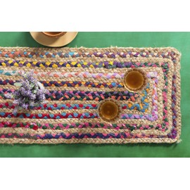 Madhu International Natural Jute Table Runner Rug, Long-Lasting Hand-Woven Rectangular Area Rug, Made from Jute Material for Indoor & Covered Door Entrances, 13 X 48 Inch, Multicolour