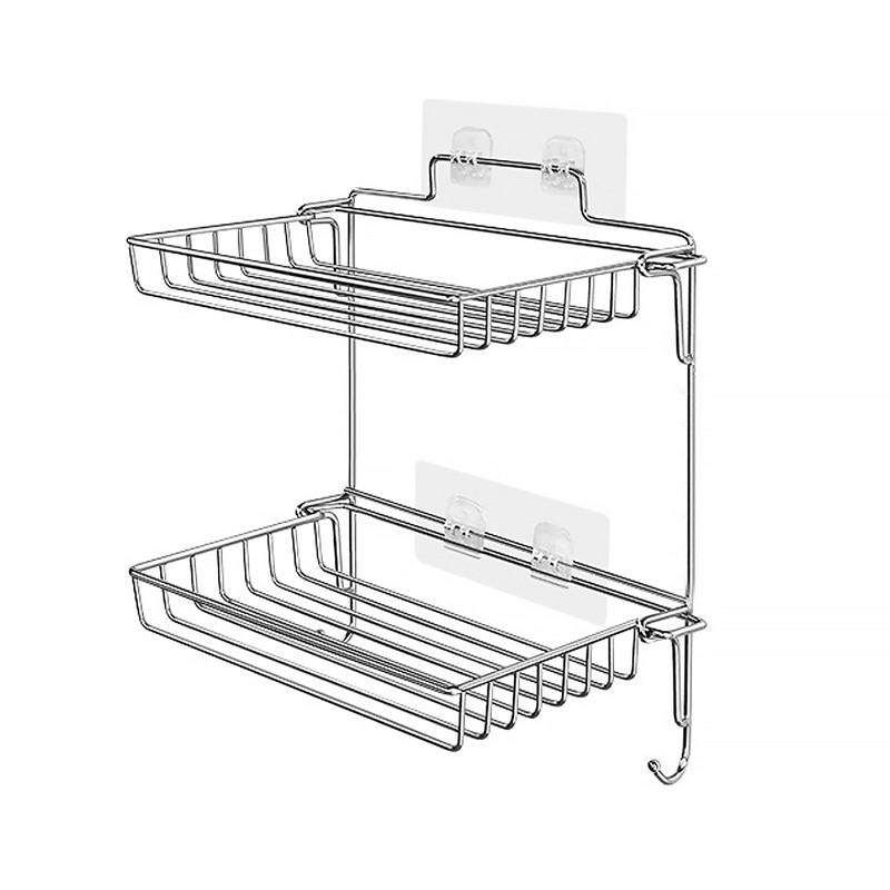 Stainless Steel Folding Storage Rack with Hook and Non Punching