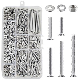 Wensilon (700 pcs)#8 Outlet Screws Kit, 304 Stainless Steel Machine Screws, Flat Head Phillips,Electrical Wall Plate Switch, Bright Finish, Fully Machine Thread