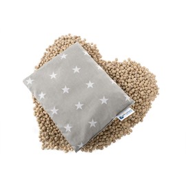 Medi Partners Cherry Stone Cushion, Grain Cushion, Large Heat Cushion, 500 g, 20 x 25 cm Rectangle, Eco, Natural, 100% Cotton, Heat/Cold Therapy, Massage Therapy (White Stars with Grey)