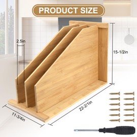 YeeBeny Tray Dividers for Cabinets,Td3 Tray Dividers for Kitchen Cabinets,Vertical Cabinet Organizer for Pans, Lids, Pot And Pan, Cookie Sheets, Cutting Boards Kitchen Storage, 12in Lx15.5in Wx23in H