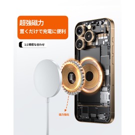 Wireless Charger, Magnetic, Up to 15W Output, Wireless Charger, Type-C Port, MagSafe Compatible, Lightweight, Small, Compatible with 1-1, Magnetic Absorption, 15W/10W/7.5W/5W, Just Place on Charger