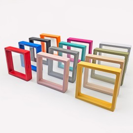 Itutoo 12PCS 3D Floating Frame Display Stand, Jewelry Case, Gift Box, Ornament Organizer, Small Travel Jewelry Box, PE Film Anti-Oxidation, Suspended Display Box Stackable (Mixed Color, 4.33*4.33)