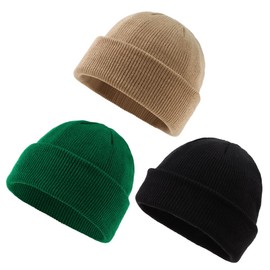 PEECABE Kids Knit Hat Winter Baby Beanie for Toddler Boys Girls Beanies Plain Warm Infant Snow Skull Caps for Boys Girls 0-5 Years (2-5 Years, 3PCS-F)