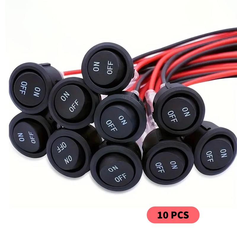 MAEZOE 10-Pack 12V Round Rocker Switch, SPST 20mm Mini 12