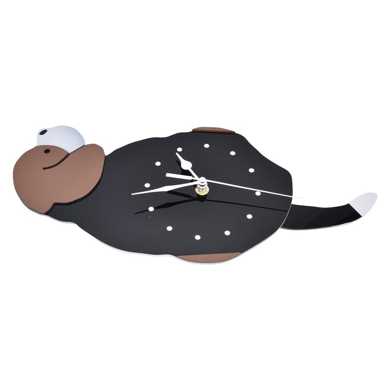 Wall Clock Self Adhesive Waterproof 3D Effect Silent Movement Dog
