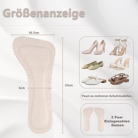 FLEXNOVA 2 Pairs of Women's Insoles for High Heels, Insoles High Shoes Women, Non-Slip Pads Shoes, High Heels Insoles, Non-Slip Insoles, Shoe Insoles for Heels