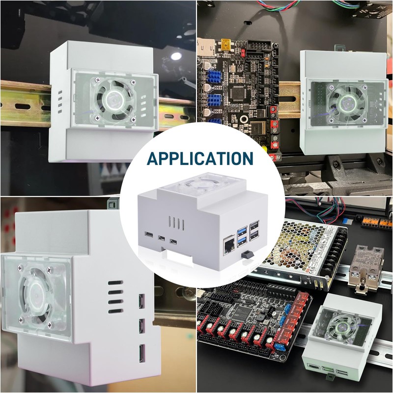 GeeekPi Raspberry Pi 5 Case, DIN Rail ABS Case with