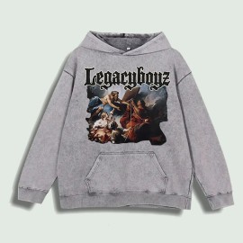 Legacyboyz Classic Art Graphic Hoodie 100% Cotton US Warehouse 6 ColorsColor: Light gray, Size: S