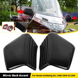 Unbranded Left Right Gloss Black Mirror Back Accent Trim For Honda Goldwing GL1500SE 88-00