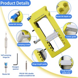 Divove Door Hinges Jig - Door Hinge Jig for Router, Door Hinge Mortise Installation Kit Template Fits 3”to 5” Length and 1/4” or 5/8” Thickness Door Hinge Jig for The Door