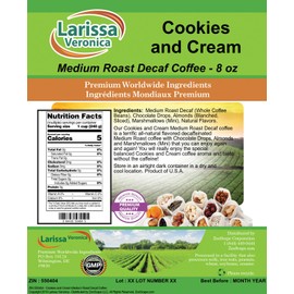 Cookies and Cream Medium Roast Decaf Coffee (Gourmet, Naturally Flavored, Whole Coffee Beans) (8 oz, ZIN: 550404) - 3 Pack