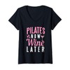 Donna Funny Pilates Now Wine Later Gym Beverage Maglietta con